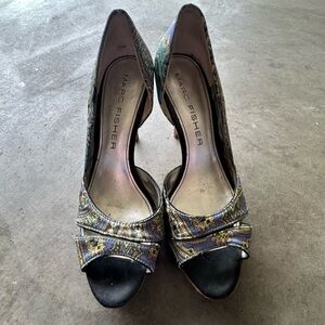 Marc Fisher Women's Black Peep-Toe Heels